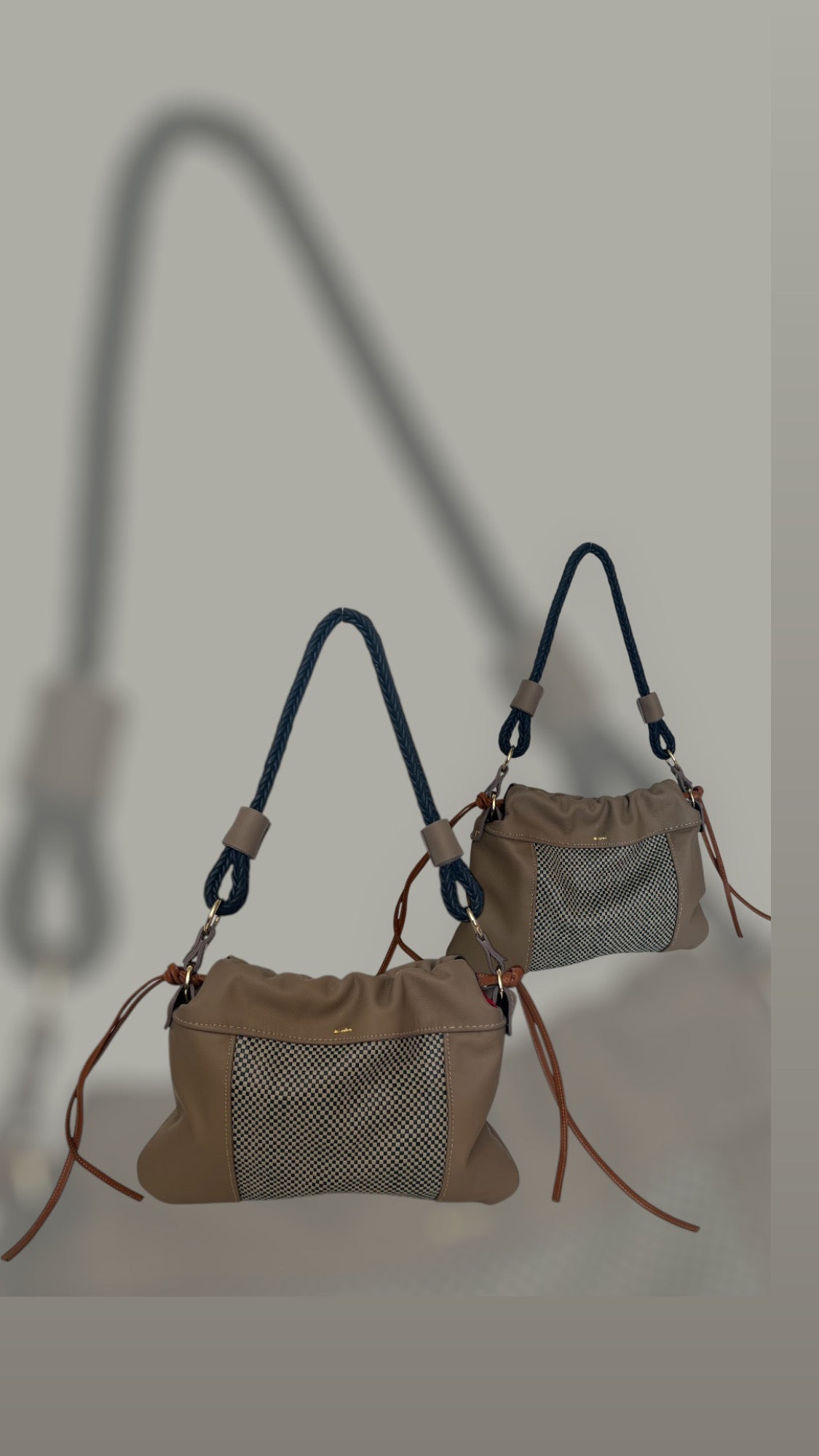 Two pieces of remnant high end leathers. One bag