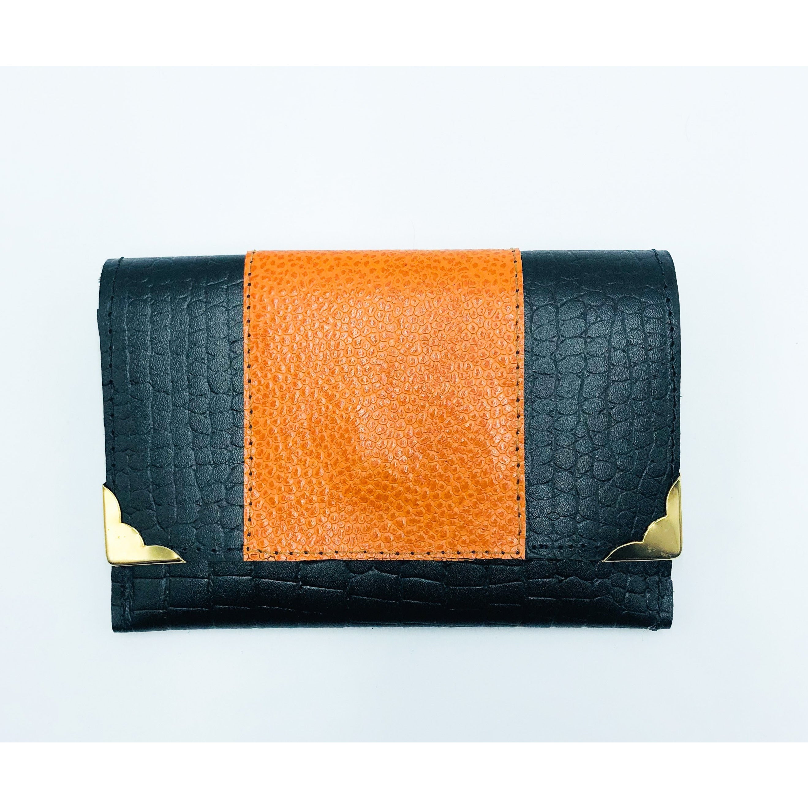 Black and burnt orange small wallet